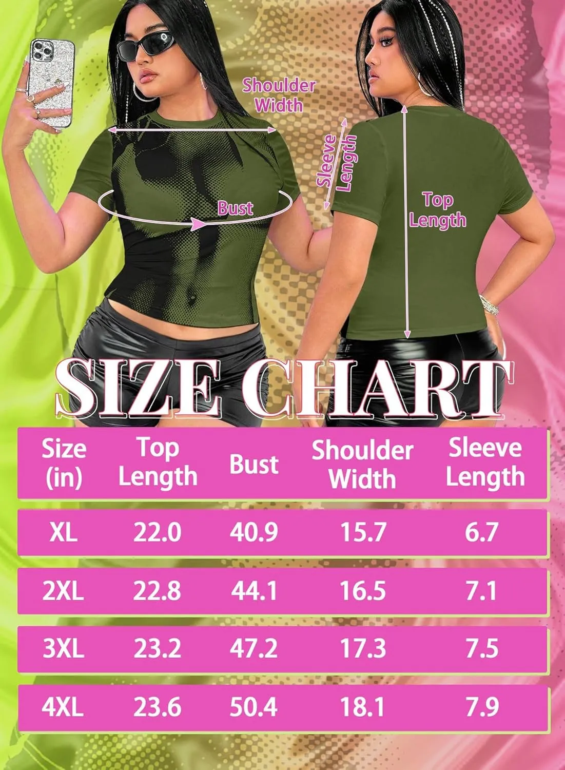 Women's Plus Size 3D Body Print Crop Top - Sexy Y2k Graphic Tee Shirt Aesthetic Heat Map Festival Concert Outfits