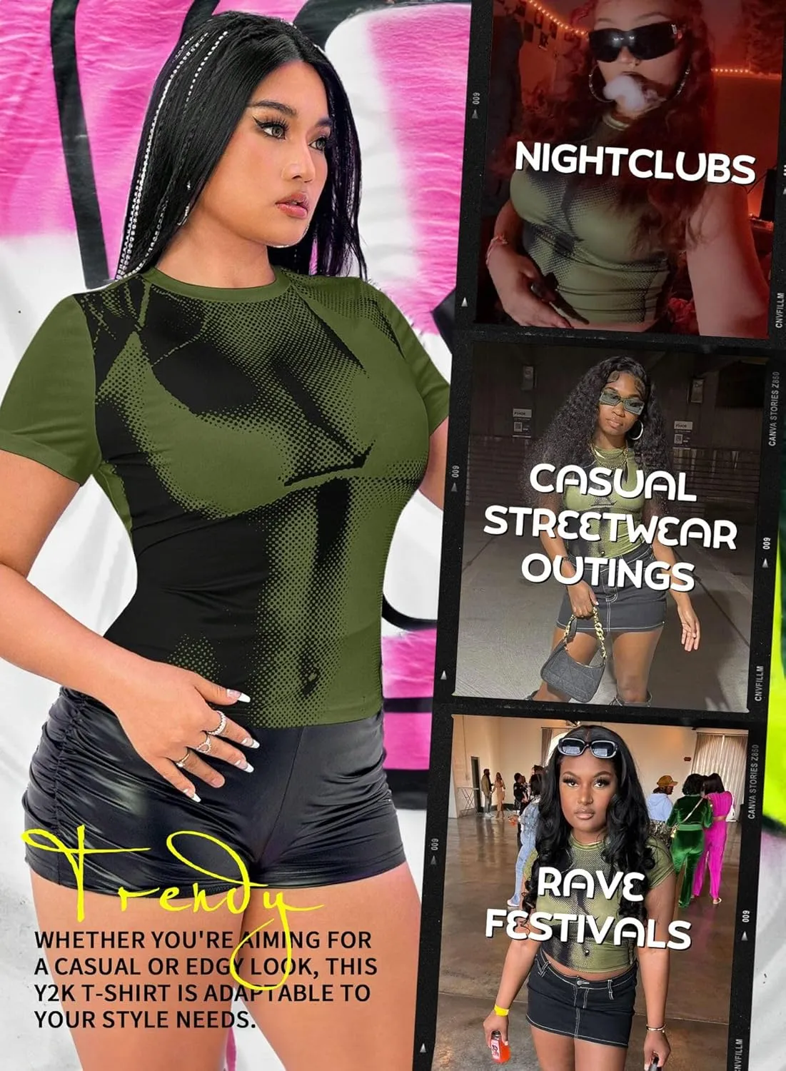 Women's Plus Size 3D Body Print Crop Top - Sexy Y2k Graphic Tee Shirt Aesthetic Heat Map Festival Concert Outfits