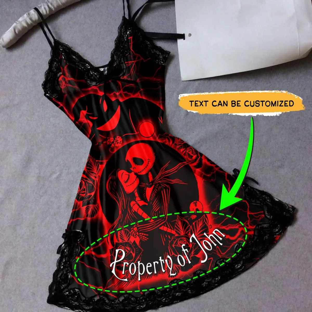 Women's Red Lace Nightgown, Sexy Spaghetti Strap Babydoll Nightwear Chemise