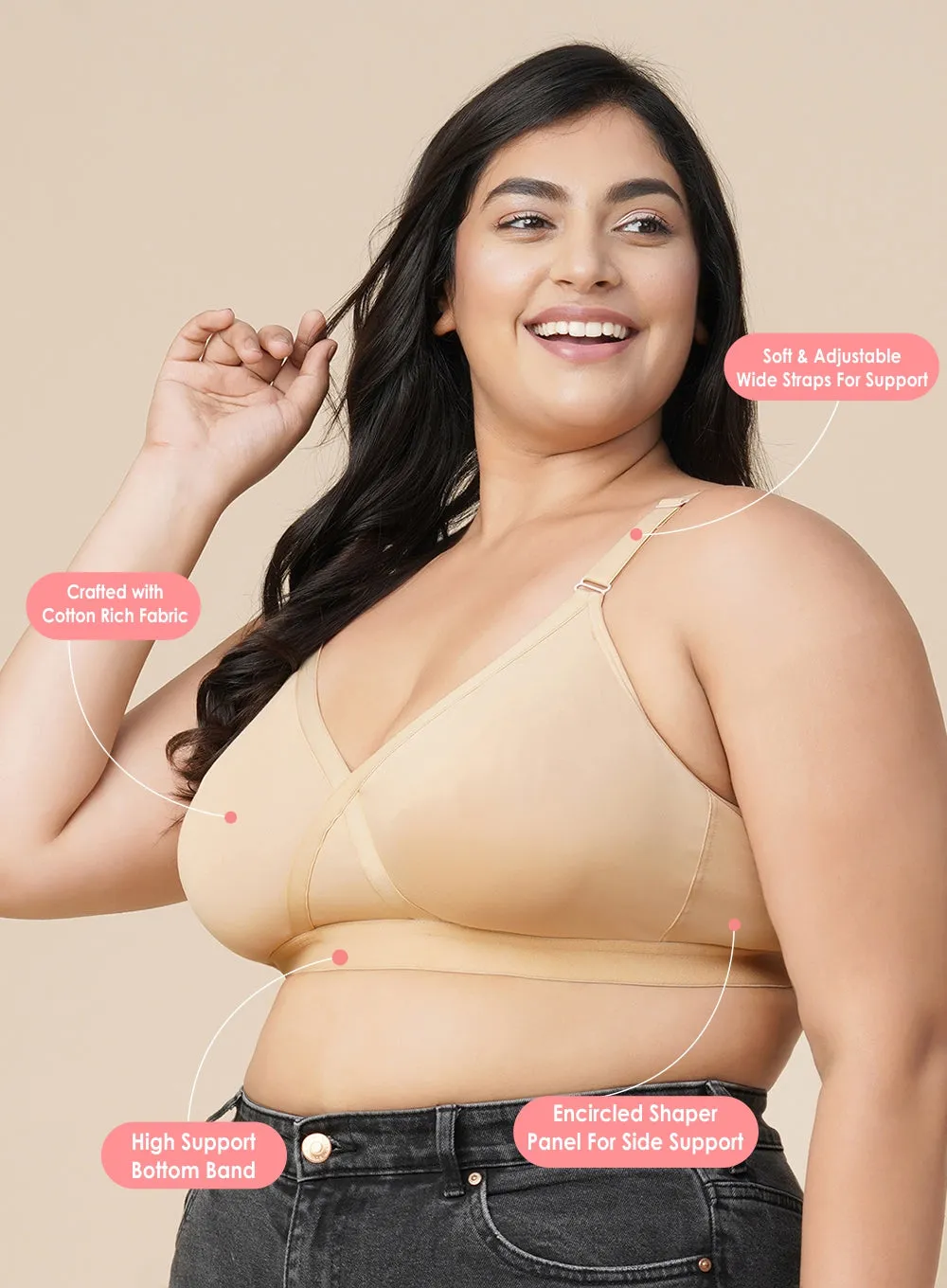 X-Frame Cotton Comfort Seamless Support BRA (PBBR1006)