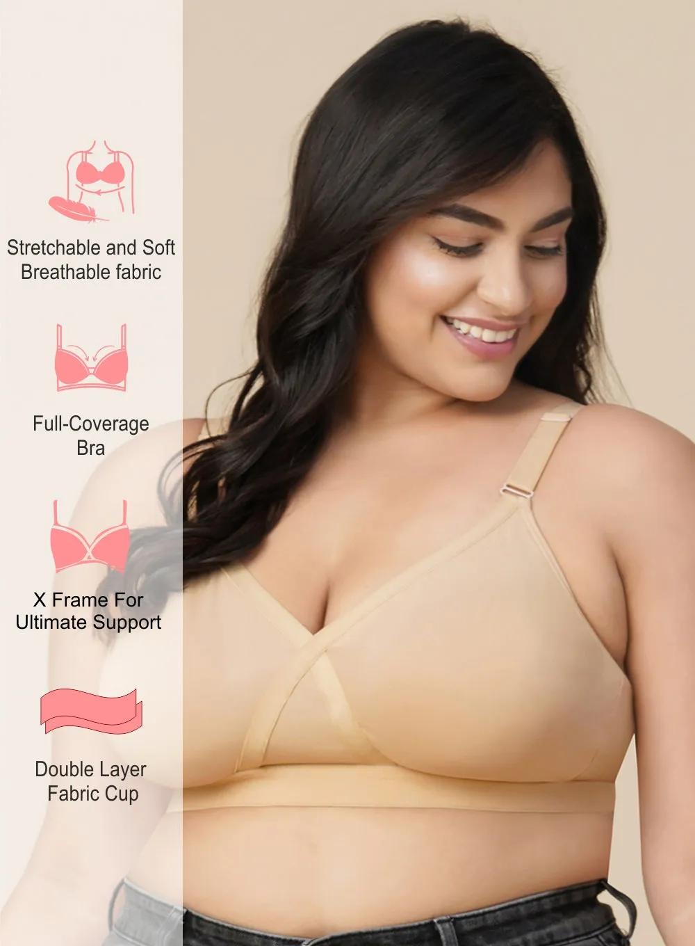 X-Frame Cotton Comfort Seamless Support BRA (PBBR1006)
