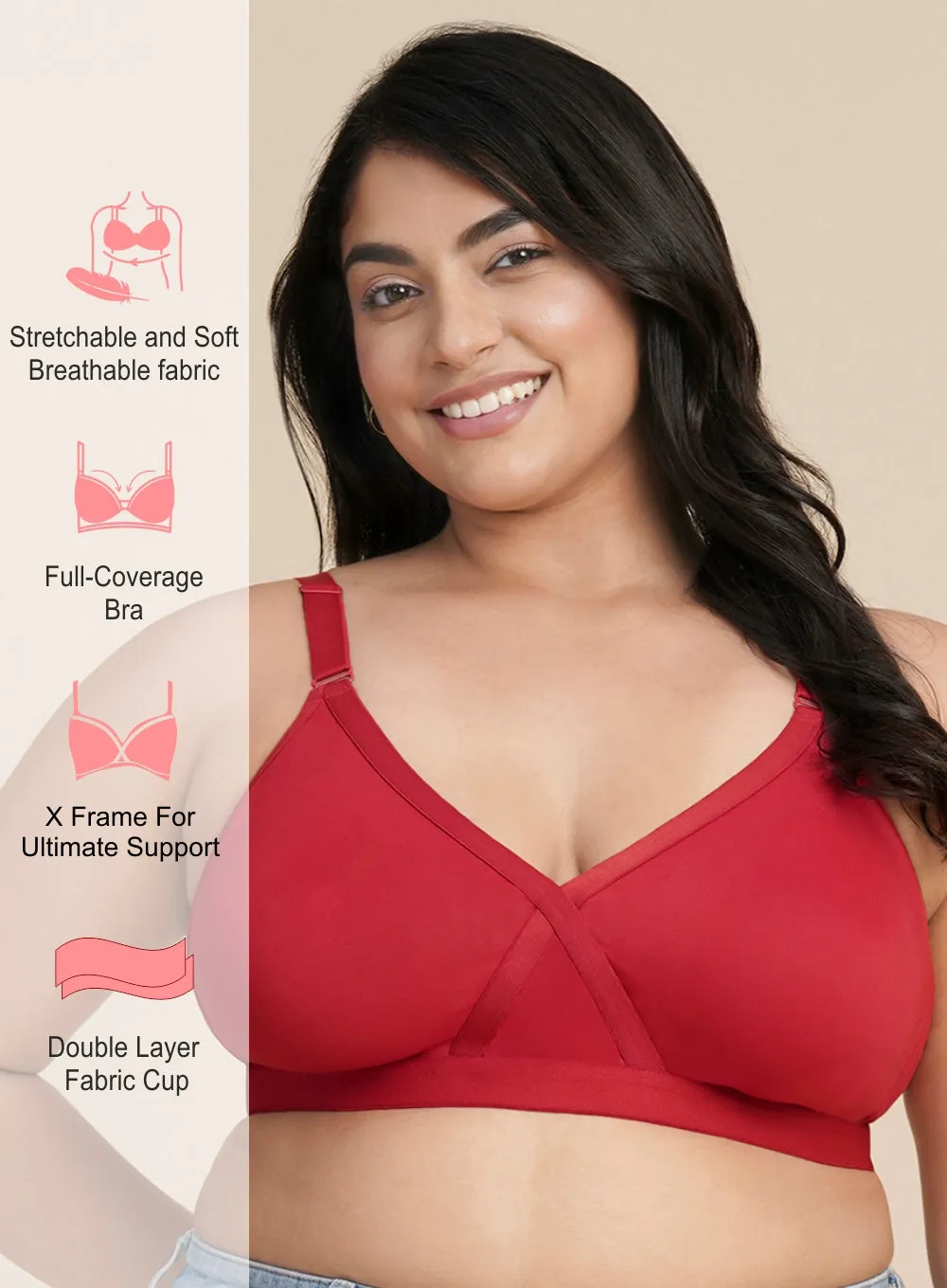 X-Frame Cotton Comfort Seamless Support BRA (PBBR1006)