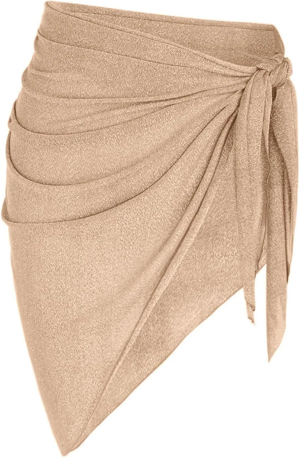 ZAFUL Metallic Shiny Short Sarong Coverups for Women Semi Sheer Bathing Suit Wrap Swimsuit Skirt Beach Bikini Cover Up