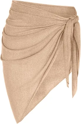 ZAFUL Metallic Shiny Short Sarong Coverups for Women Semi Sheer Bathing Suit Wrap Swimsuit Skirt Beach Bikini Cover Up