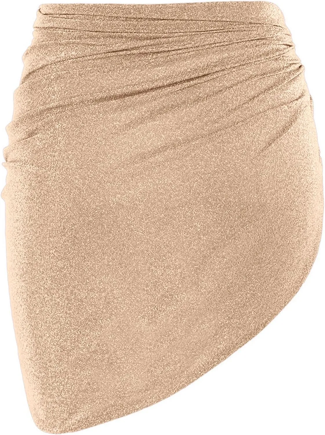 ZAFUL Metallic Shiny Short Sarong Coverups for Women Semi Sheer Bathing Suit Wrap Swimsuit Skirt Beach Bikini Cover Up